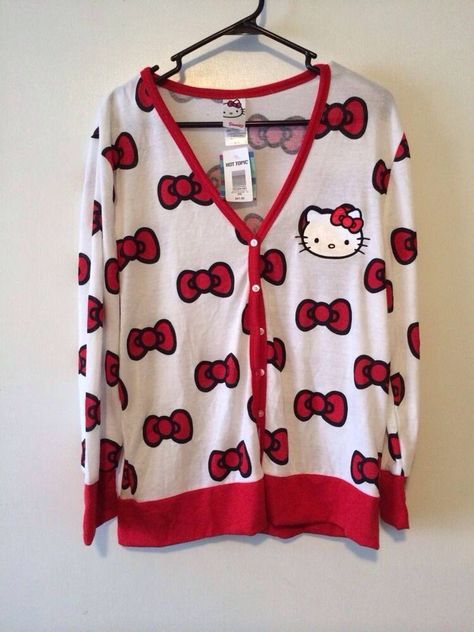 Sanriocore Outfits, Hello Kitty Cardigan, Hello Kitty Jacket, Sanrio Clothes, Hello Kitty Merchandise, Hello Kitty House, Kitty Clothes, Hello Kitty Clothes, Hello Kit