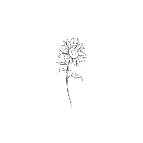 Sunflower doodle ~ Mini Tattoos Sunflower, Sunflower Tattoo Outline Drawing, Fine Line Sunflower Tattoo Design, Subtle Sunflower Tattoo, Sunflower Drawing Minimalist, Sunflowers Line Art, Simple Tattoos Sunflower, Flower Tattoos Sunflower, Line Art Sunflower Tattoo