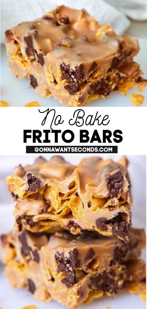 Frito Bars stack on top of each other Pie, Frito Cookies Recipe, Desserts With Fritos, Top Dessert Recipes On Pinterest, Fritos And Peanut Butter Recipe, Nugart Bars Just 3 Ingredient, Frito Recipes Sweets, Peanut Butter Frito Bars, Frito Candy Christmas Treats