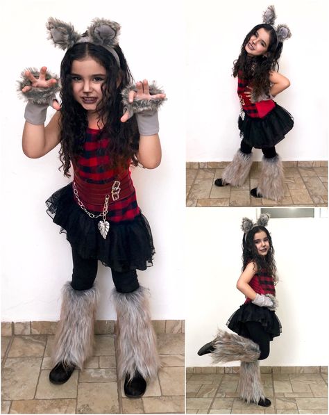 Zombies Werewolf Costume, Werewolf Costume Kids Diy, Cute Wolf Costume, Kids Werewolf Makeup, Diy Werewolf Costume Women, Diy Werewolf Costume Kids, Halloween Wolf Costumes, Cute Werewolf Costume, Diy Wolf Costume Kids