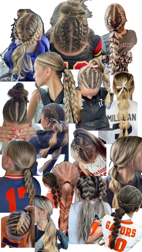 braids, bubble braids, ponytails, twists and more!! Braided Bubble Braids, Bubble Braids Into Ponytail, Bubble Braids Long Hair, 2 Feed In Braids, Claire Hair, Bubble Braid, Bubble Braids, Feed In Braid, Sports Hairstyles