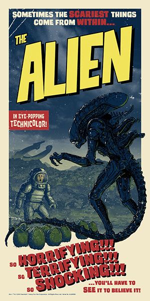 Alien Pop Art Movie Posters, 50s Horror Movie Posters, Comic Movie Posters, Fan Made Movie Posters, 50s Movie Posters, Alien Movie Art, 50s Posters, Aliens Poster, Aliens Movie Art