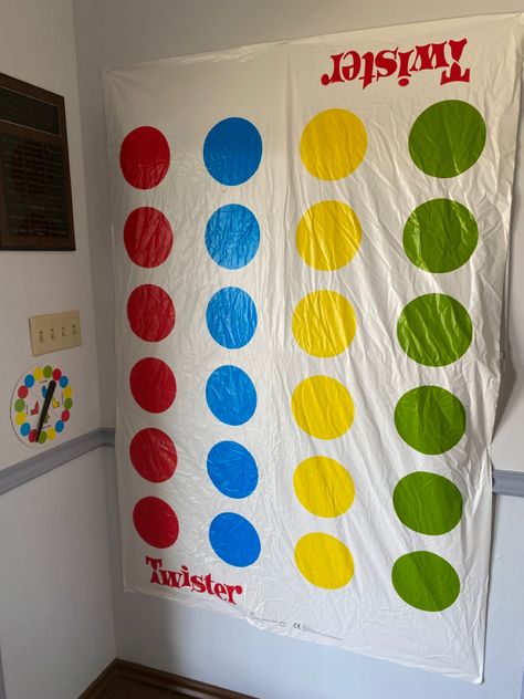 Twister Game Wall in Foyer. #vbs,#vacationbibleschool,#games,#twistsandturns Twister Game Decorations, Vacation Bible School Games, Bible School Games, 2023 Decorations, Twister Game, Game Wall, Vbs 2023, School Games, Vacation Bible School