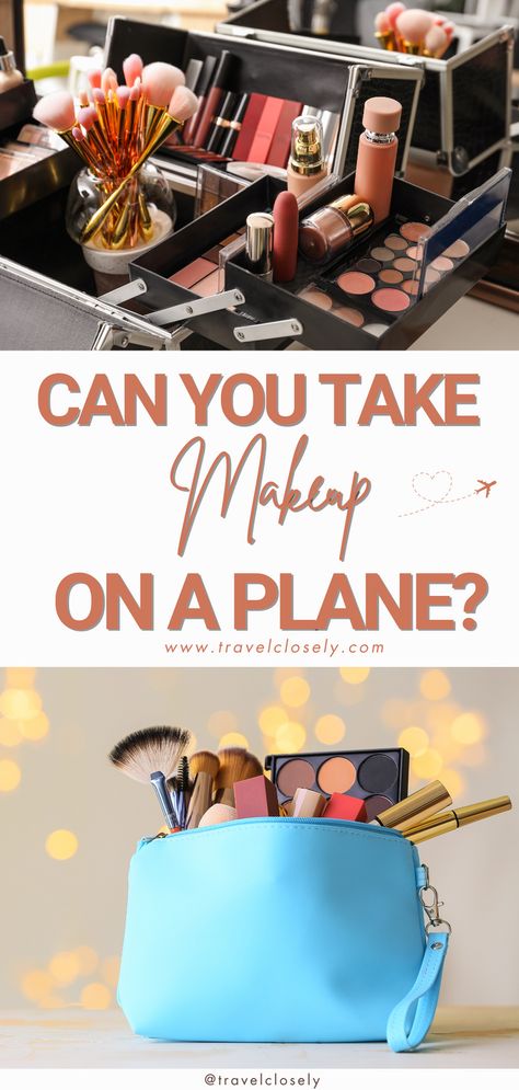 Taking your makeup on a flight? No problem! Discover the best ways to pack your cosmetics and what you need to know about TSA rules.  #Pack-makeup-on-a-plane #Travel-Essentials #Makeup-Travel #Carry-On-Tips #Beauty-Travel How To Pack Makeup In A Carry On, Plane Essentials Carry On, Makeup On Plane, What To Take On A Plane, Start Pack, Carry On Bag Essentials, Budget Calculator, Checked Baggage, Kauai Vacation