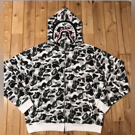 Men's Shark Jaw Camo Hoodie Ape Full Zip Jacket Up 3D Color Printed Sweatshirt Blue Bape Hoodie Outfit, Black Bape Hoodie, Blue Bape Hoodie, Camo Shark Hoodie, Bathing Ape Hoodie, Twitter Famous, Hoodie Bape, Bape Shark Hoodie, Bape Jacket