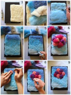 Felting Painting Ideas, Felted Paintings Ideas, 2d Felting, Felt Painting, Tovad Ull, Diy Tricot, Needle Felting Tutorial, Felted Soap, Needle Felting Diy