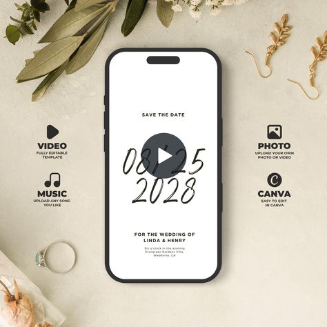 Date Video, Thank You Video, Digital Save The Date, Wedding Invitation Modern, Save The Date Video, Animated Invitations, Wedding Invitation Video, Save The Date Template, Save The Date Templates