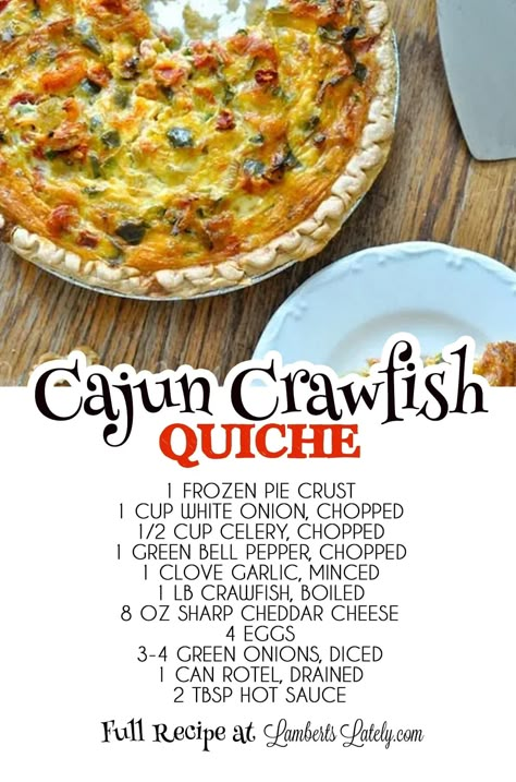 This cajun crawfish quiche recipe is an amazing deep south dish that combines a flaky crust and the spicy flavors of Mardi Gras. Almost like a pot pie - amazingly delicious! Crawfish Dishes, Realistic Home, Crawfish Recipes, Cajun Crawfish, Seafood Dish Recipes, Deep South Dish, Breakfast Quiche Recipes, Creole Cooking, Cajun Dishes