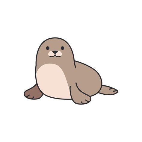 Seal cartoon doodle icon cute seal vecto... | Premium Vector #Freepik #vector Seal Cartoon Drawing, Seal Line Drawing, Easy Seal Drawing, Cartoon Animals Cute Drawing, Seal Illustration Cute, How To Draw A Seal, Seal Drawing Cute, Seal Doodle, Cute Seal Drawing