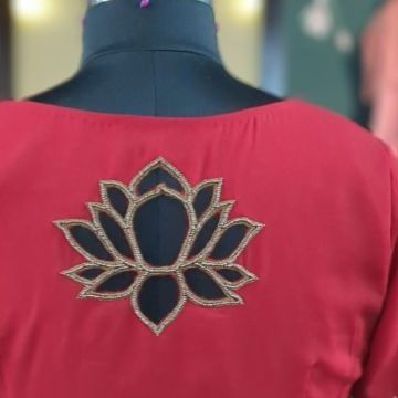 Banaras Blouse, Cut Work Blouse, Lotus Design, November 9, Cut Work, Red Blouses, Embroidered Blouse, Lotus Flower, The Back