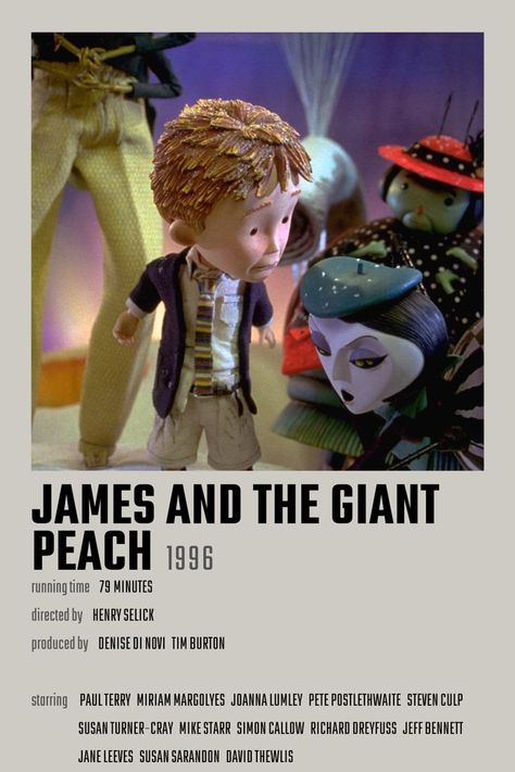 James And Giant Peach, James And The Giant Peach, Richard Dreyfuss, Joanna Lumley, The Giant Peach, Movie Card, Spooky Movies, Peach Aesthetic, Susan Sarandon