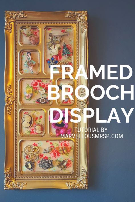 Framed Brooch Display * Marvellous Mrs P - Lifestyle, Vintage & Family Blog Vintage Jewelry Display, Brooch Display, Old Jewelry Crafts, Vintage Jewelry Ideas, Jewelry Frames, Vintage Jewelry Repurposed, Vintage Family, Vintage Jewelry Crafts, Vintage Jewelry Art