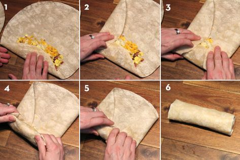 How To Fold A Breakfast Burrito Homemade Frozen Breakfast, Fold A Burrito, Team Breakfast, Breakfast Burritos Frozen, Homemade Sandwich, Homemade Ideas, Frozen Breakfast, Breakfast Wraps, Breakfast Burrito