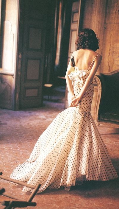 Oscar de la Renta Polka Dot Wedding Dress, Polka Dot Wedding, Linda Evangelista, Christy Turlington, Cindy Crawford, Naomi Campbell, Moda Vintage, Illustration Inspiration, Vintage Vogue