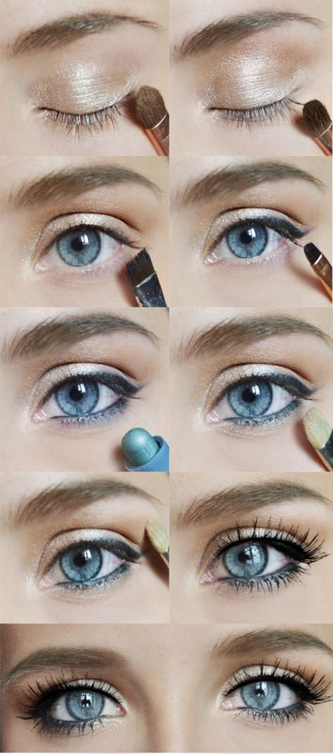 Romantic Eye Makeup, Make Up Mata, Makeup For Blue Eyes, How To Do Makeup, Smink Inspiration, Beauty Make-up, Makijaż Smokey Eye, Lv Bags, Eye Tutorial