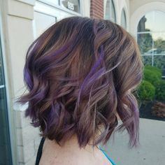 Purple Highlights Brown Hair, Purple Brown Hair, Purple Hair Highlights, Purple Highlights, Short Brown Hair, Hair Streaks, Hair Color Purple, Brown Hair With Highlights, Ombre Hair Color