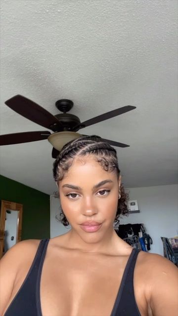 Cute Braids On Short Hair, Cute Simple Cornrow Hairstyles, Zigzag Cornrows Braid Hairstyles, Hairstyle Black Girls Braids, 6 Cornrow Braids, Braids Into Ponytail Natural Hair, Cornrows Braids Natural Hair, Two Braids Natural Hair, Natural Hair Braids For Black Women