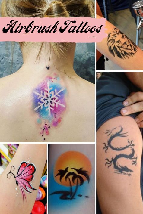 What Is An Airbrush Tattoo - TattooGlee Airbrush Tattoo Ideas, Airbrush Tattoo Stencils, Air Brush Tattoo, Airbrush Body Art, Airbrush Tattoo Designs, Airbrush Body Painting, Spray Paint Tattoo, Airbrush Art Ideas, Air Brush Art