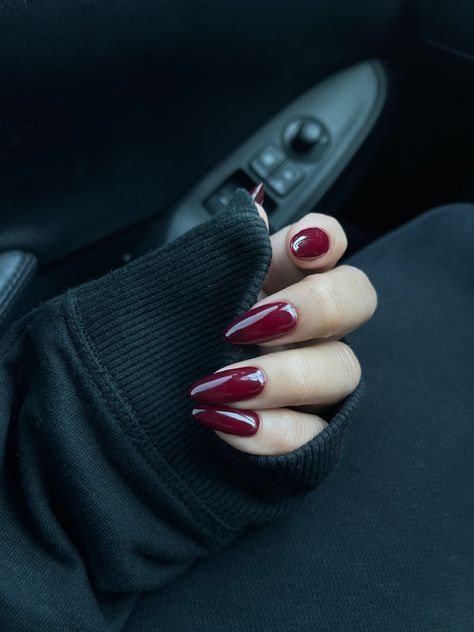 2022 Autumn Nails, Fall Nails Inspiration Almond, Almond Shaped Nails Fall Colors, Dark Nails Almond Shape, Winter Nails Inspiration Almond, Fall Color Almond Nails, November Nails Fall Acrylic Almond, Almond Nails October, Wine Almond Acrylic Nails