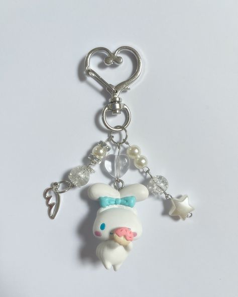 ⋆.˚ ᡣ𐭩 .𖥔 Keychain ☁️ Cinnamoroll [$13] Cinnamoroll came from a blind box, turned into a keychain. All Handmade ㅤ♡ Some charms/beads include plastic, glass, acrylic, and stainless steel ⋆.𖥔˚ DM to purchase ᯓ★ US shipping is $5. Paypal, Venmo, ApplePay ~ ~ 🏷️: #phonecharms #handmade #handmadejewelry #handmadephonecharm #smallbusiness #jewelry #bead #beadedjewelry #keychains #handmadekeychain #beads #aestheticjewelry #sanrio #cinnamoroll #sanriokeychain #sanriodiy Cinnamoroll Keychain, Keychain Beads, Beaded Keychain, Sanrio Cinnamoroll, Plastic Glass, Beaded Keychains, Blind Box, Phone Charm, Diy Jewellery