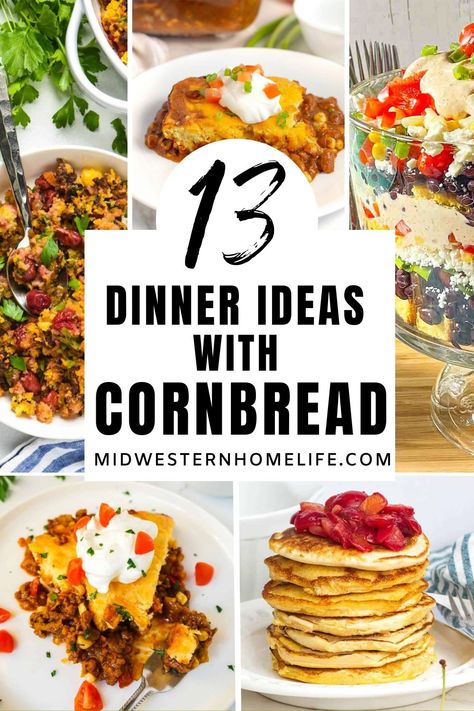 Dinner Ideas With Cornbread, Dinners With Cornbread, Cornbread Dinner, Delicious Dinner Ideas, Cornbread Casserole Recipe, Beans And Cornbread, Cornbread Salad, With Cornbread, Dinner Bread