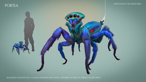 ArtStation - Portia the spider, Neil Richards Adrian Tchaikovsky, Jumping Spiders, Going On An Adventure, Concept Art Tutorial, Animal Illustration Art, Hand Signals, Spider Art, Jumping Spider, Alien Design