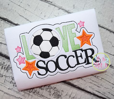 Love Soccer Applique Designs By Juju, Applique Shirts, Yellow Ribbon, Types Of Embroidery, Machine Applique, Personalized Embroidery, Star Stitch, Holiday Design, Vinyl Designs