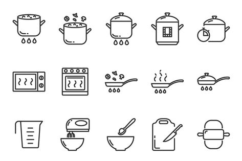 Cooking icons set by mayrum on @creativemarket Food Photography, Cooking Icon, Cooking Logo, Ui Ux 디자인, Cooking Photography, Cooking For Beginners, 1 Tattoo, How To Cook Rice, Cooking Chef