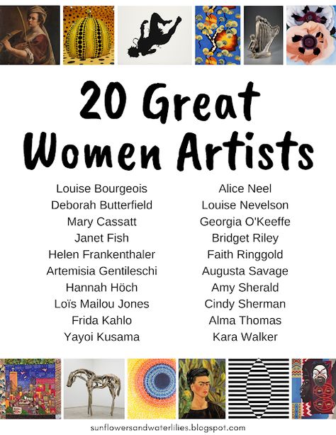 Women Art History, Famous Illustrators Artists, Great Women Artists, Women Artists For Kids, Women Artists In History, Famous Women Artists, Famous Female Artists, Female Artists Painting, Famous Abstract Artists