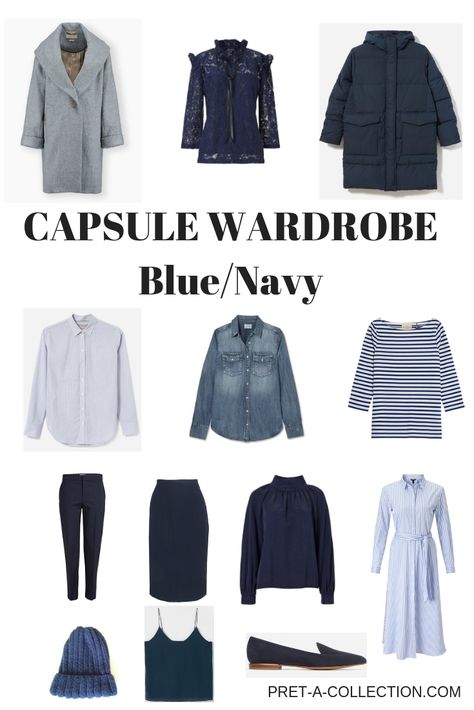 Navy Blue Outfit Ideas Casual, Navy Wardrobe, Navy Capsule Wardrobe, Dramatic Outfits, Business Capsule, Navy Outfits, How To Have Style, Wardrobe Sets, Winter Typ