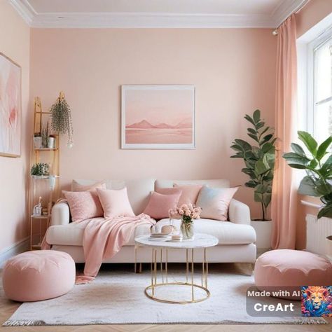 Pale Pink Living Room Walls, Pale Pink Living Room, Pink Living Room Walls, Pink Living Room, Room Walls, Living Room Wall, Pale Pink, Dream House, Living Room