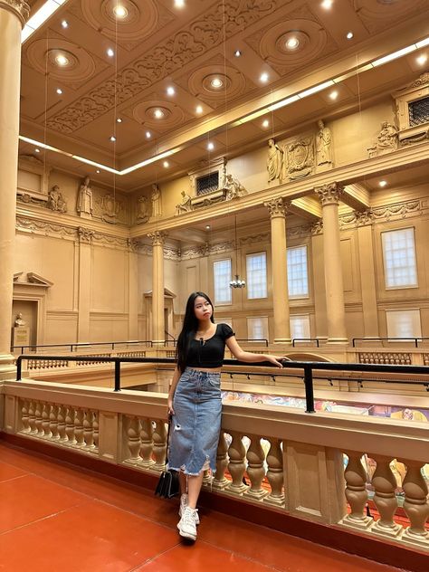 at National Museum of Fine Arts in the Philippines National Museum Philippines Fine Arts, Museum Ootd Outfit, National Museum Of Fine Arts Manila, National Museum Philippines, Museum Pose Ideas, National Museum Of The Philippines, Museum Photo Ideas, Museum Outfit Ideas, Museum Pose