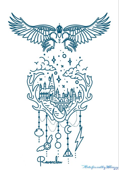 Harry Potter Aesthetic Drawing Ideas, Hogwarts Line Art, Ravenclaw Tattoo Minimalist, Harry Potter Line Art, Ravenclaw Tattoo, Harry Potter Stencils, Harry Potter Lines, Ravenclaw Logo, Adventure Book Scrapbook