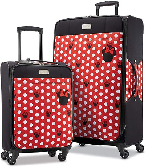 Amazon.com | American Tourister Disney Softside Luggage with Spinner Wheels, Minnie Mouse Dots, 2-Piece Set (21/28) | Kids' Luggage American Tourister Luggage, Kids Luggage Sets, Disney Luggage, Travel Luggage Set, Mickey Theme, Childrens Luggage, Cute Luggage, Luxury Luggage, Minnie Mouse Theme