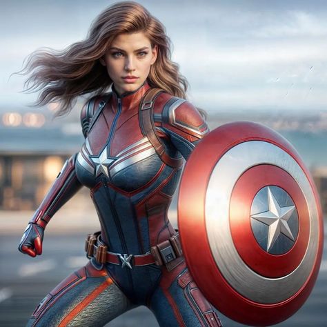 Captain America Reborn as a Woman: A Bold New Vision 💥 | AI Generated Images . Description: Explore a captivating reimagining of Captain America as a powerful female icon through the lens of AI-generated art. This unique portrayal breathes new life into the star-spangled hero, blending tradition with innovation to create an inspiring vision of strength and justice. Dive into this creative transformation and experience how AI reshapes beloved characters for a modern audience. . Hashtags: #capt... Female Icon, Female Superhero, Star Spangled, Superhero Art, Iconic Women, Community Art, Motion Design, Insta Art, Captain America