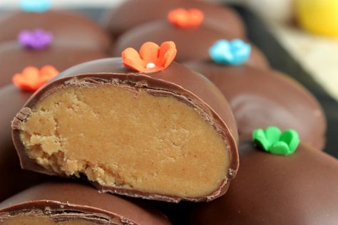 Southern Church Peanut Butter Eggs Butterscotch Balls, Cherry Delight Dessert, Chocolate Peanut Butter Eggs, Easter Candy Recipes, Peanut Butter Easter Eggs, Delight Dessert, Butter Desserts, Cherry Delight, Ball Recipes