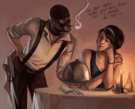 Spy making dinner for Scout's Mom. Tf2 Scout Mom, Spy X Scout's Mom, Scout Mom Tf2, Scout X Spy, Spy X Scout, Scouts Mom Tf2, Red Spy Tf2, Tf2 Scout And Spy, Spy And Scout