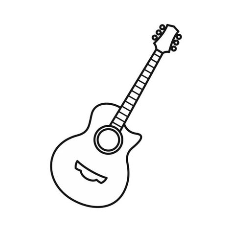 Draw A Guitar, Music Guitar Tattoo, Guitar Icons, Guitar Doodle, Guitar Outline, Gitar Vintage, Guitar Png, Guitar Icon, Instrument Craft