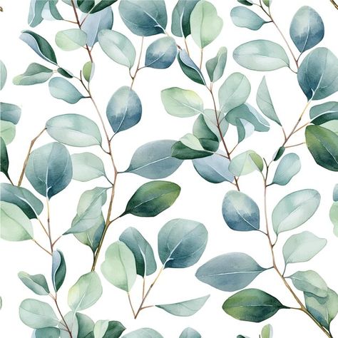 Vector watercolor drawing seamless patte... | Premium Vector #Freepik #vector #watercolor-greenery #watercolor-eucalyptus #eucalyptus #eucalyptus-leaves Green Leaf Wallpaper, Watercolor Floral Wallpaper, Elegant Wallpaper, Sublimation Images, Watercolor Greenery, Leaf Texture, Tropical Wallpaper, Watercolor Leaves, Vintage Poster Art