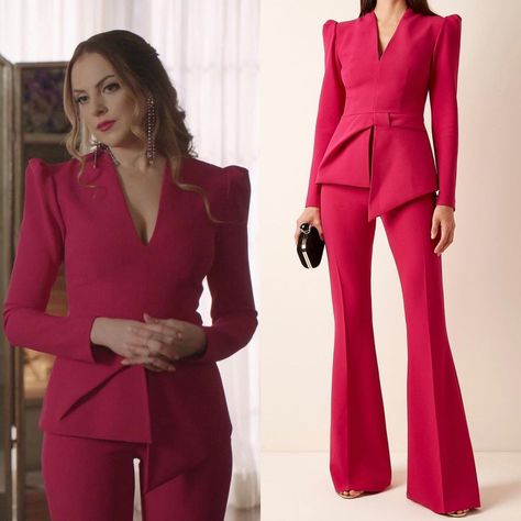 Dynasty Closet on Instagram: “04x01 “That Unfortunate Dinner” - May 7, 2021 Safiyaa “Marisha Fuchsia Top” - $975.00 Safiyaa “Halluana Fuchsia Trousers” - $624.00…” Dynasty Closet, Boss Lady Outfit, Dynasty Outfits, Fallon Carrington, Dynasty Clothing, Boss Outfit, Corporate Fashion, Elizabeth Gillies, Clothes Jewelry