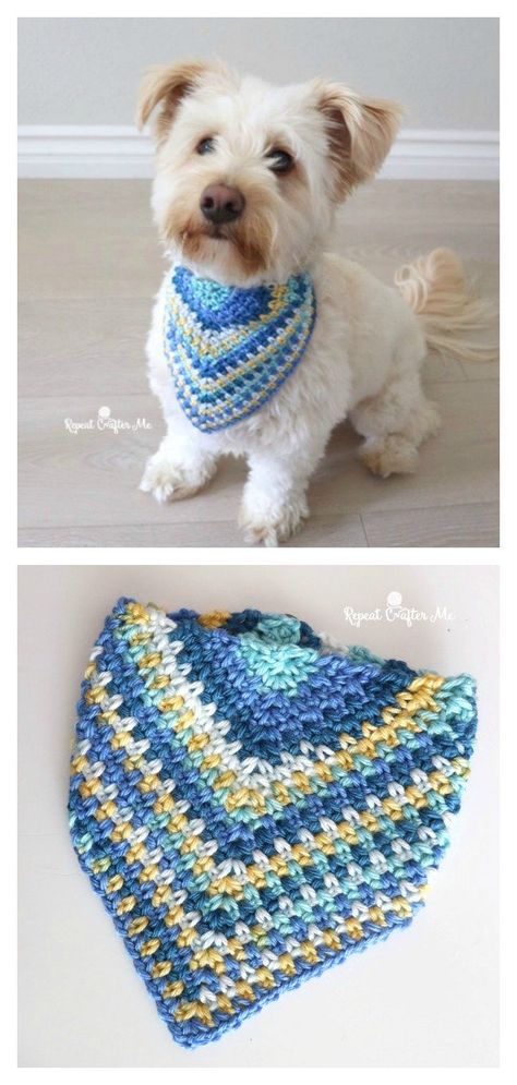 Dog Bandana Free Crochet Pattern Crochet Dog Bandana, Crochet Dog Sweater Free Pattern, Kat Haken, Dog Bandana Pattern, Crochet Dog Clothes, Dog Sweater Crochet Pattern, Dog Sweater Pattern, Bandana Pattern, Crochet Dog Patterns