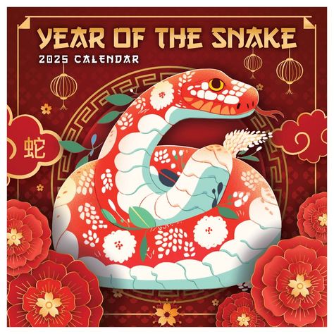 2025 is the Year of The Snake! Our 2025 wall calendar features traditional art by Hallmark artists made to celebrate the snake's determination, wisdom, and courage in celebration of the Lunar New Year - one of the most celebrated and important holidays in the world! Measuring 12” x 12” (12" x 24" open) this wall calendar includes beautiful illustrations with monthly calendar grids and a bonus 4-month view of January 2026 - April 2026. Printed on premium matte paper that works great with either a Lunar New Year Illustration, Year Of Snake, Hong Pao, Holiday Puzzle, Discovery Toys, Year Of The Snake, Lunar Year, Snake Art, Mini Calendars