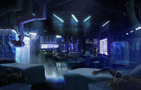 Cyberpunk Med Clinic by axl99.deviantart.com on @deviantART Landscape Animation, Cyberpunk Interior, Scifi Interior, Sci Fi Ship, Sci Fi Environment, Starship Design, Cyberpunk City, Futuristic Art, Fantasy Setting