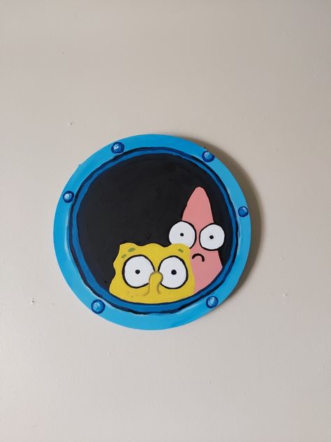 Porthole Painting, Spongebob Patrick, Round Canvas, Acrylic Paint, Trim, Paint, Canvas, Wall