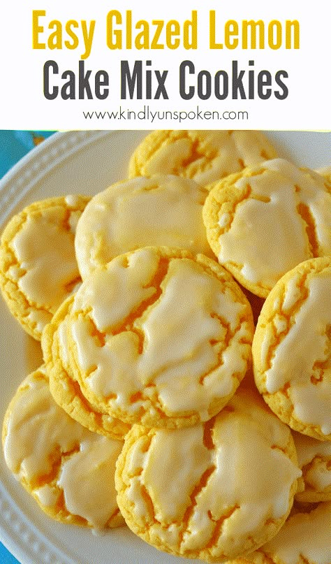 Easy Glazed Lemon Cake Mix Cookies are soft, chewy, and bursting with a delicious fresh lemon flavor. Made with just 5 ingredients! Lemon Cake Mix Cookies With Cool Whip, Lemon Cookies From Cake Mix Recipes, Lemon Cake Mix Cookies Recipes, Cake Mix Cookies Lemon, Cookie Recipe With Cake Mix Easy, Almond Cake Mix Cookies, Lemon Icing For Cookies, Lemon Cake Cookies Recipe, Iced Lemon Cookies