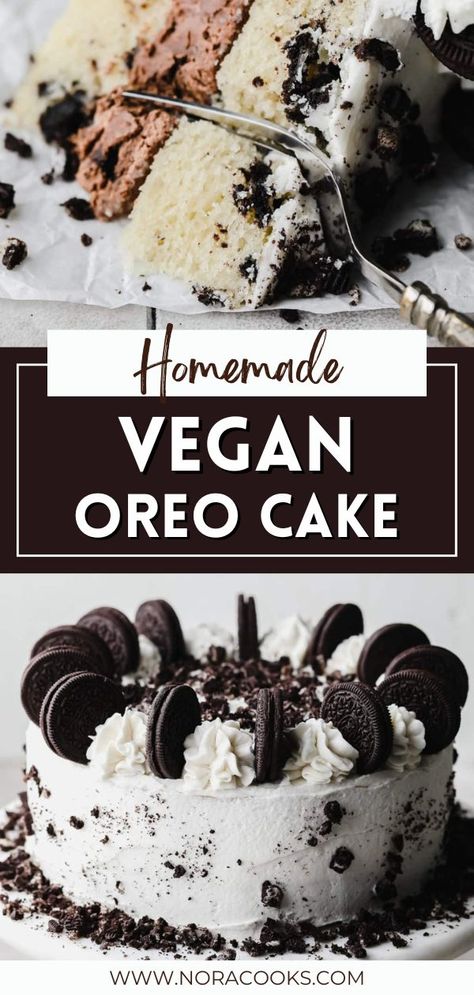 Patisserie, Vegan Cake Recipes Birthdays, Vegan Oreo Cake, Oreo Cakes, Chocolate Whipped Cream Frosting, Dairy Free Cake Recipe, Oreo Torte, Dairy Free Cooking, Vegan Chocolate Recipes