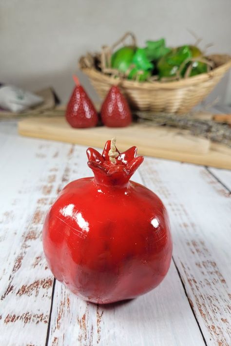 Thanksgiving Day, Pomegranate Scented Candle, Citchen decor Fall decor Winter Fruit, Decorative Candles, Eco Gifts, Decor Fall, Scented Candle, Pomegranate, Scented Candles, Candle Decor, Fall Decor