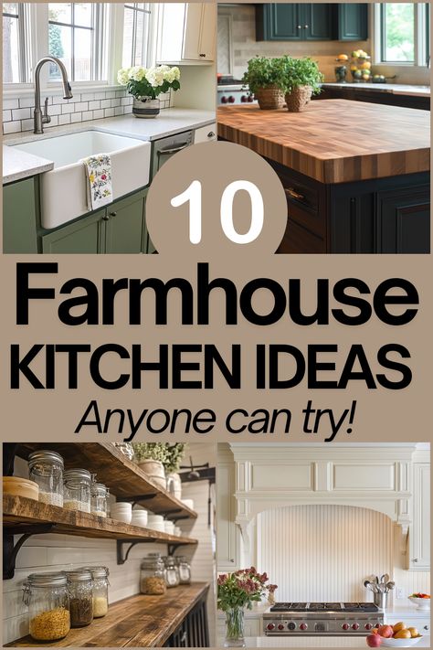 Create a cozy, rustic kitchen with these farmhouse kitchen ideas! From open shelving to barn doors, discover how to bring farmhouse charm to your home. Read the full article for inspiration! #FarmhouseKitchen #KitchenDesign #RusticDecor #HomeDecorIdeas #DIYHome Kitchen Ideas For Small Spaces Farmhouse, Open Cabinets In Kitchen Farmhouse Style, Farm Kitchen Aesthetic, Rustic Farmhouse Kitchen Shelves, One Wall Kitchen With Window, Rustic White Farmhouse Kitchen, Best Small Kitchen Design, Simple Farmhouse Kitchen Decor, Small Farm Kitchen Ideas