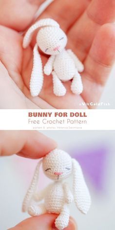 Bunny for doll Crocheted Bunny, Crochet Tiny, Avengers Tattoo, Crocheted Toys, Crochet Bunny Pattern, Easter Crochet Patterns, Bunny Crochet, Pola Amigurumi, Crochet Baby Toys