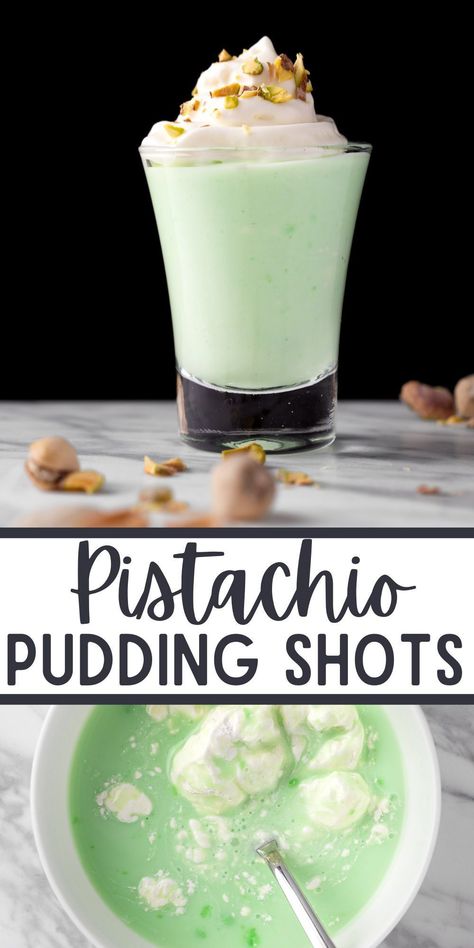 These Pistachio Pudding Shots are the perfect pudding shots to make for St. Patrick’s Day. They are bright green, delicious, and can be made with any type of alcohol you like. Pudding Shots Pistachio, White Pudding Shots, Pistachio Shots Recipes, Green Pudding Shots, Pistachio Pudding Shots Alcohol, Lemon Pudding Shots, Pistachio Pudding Shots, Pudding Shots Alcoholic, Types Of Pudding